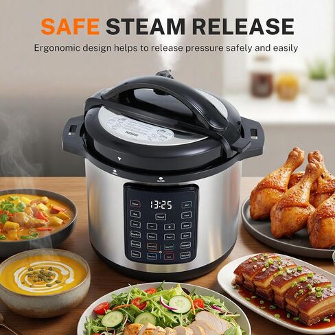 طباخ بسيط للضغط الكهربائي 12-في 1 ، فولاذ مقاوم للصدأ 6QT ومطبوعات متعددة غير لاصقة للطبخ البطيء ، الحساء ، الكعكة ، العصيدة ، متعددة الأطباق ، آمنة ، فضية in Kuwait