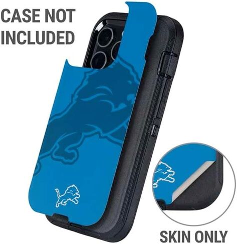 غلاف هاتف Skinit متوافق مع OtterBox Defender iPhone 14 Pro Max - تصميم رؤية مزدوجة مرخص رسميًا من NFL Detroit Lions in Saudi Arabia