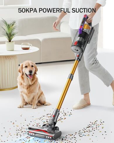 Cordless Vacuum Cleaner, 580W 48KPA 60Mins Vacuum Cleaners for Home, Self-Standing Stick Vacuum with Aromatherapy & LED Display Screen, Stick Vacuum Cordless Rechargeable for Pet Hair/Carpets/Hardwood in Saudi Arabia