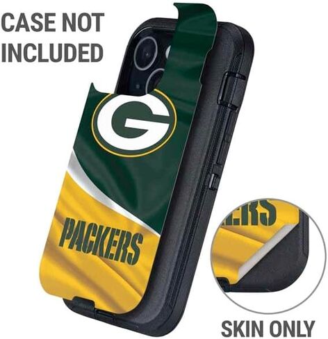 غلاف هاتف Skinit متوافق مع OtterBox Defender iPhone 15 - تصميم Green Bay Packers المرخص رسميًا من NFL in Saudi Arabia