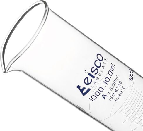 Graduated Cylinder, 250ml - Class A Tolerance ±1.00ml - Hexagonal Base - Blue Graduations - Borosilicate 3.3 Glass - Eisco Labs in Saudi Arabia