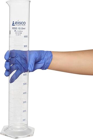 Graduated Cylinder, 250ml - Class A Tolerance ±1.00ml - Hexagonal Base - Blue Graduations - Borosilicate 3.3 Glass - Eisco Labs in Saudi Arabia