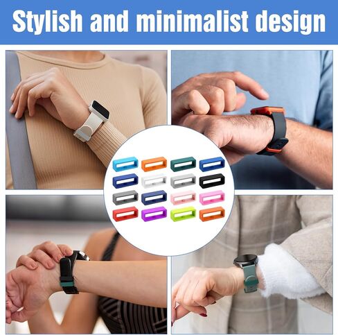 16 Pack Watch Strap Silicone Security Connector, Smart Watch Band Fixing Rings, Watches Band Keepers, Loop Secure Holder Silicone Fastener Rings for Smartwatch Accessories (Multi-Color) in Saudi Arabia