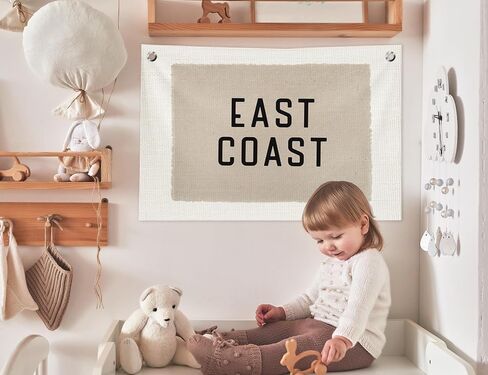 Coastal Beach Wall Decor, Beach House Decor Canvas Banner, Vintage Neutral Surf Swim Hanging Banner Flag Wall Art Decor for Home Bedroom Living Room Surf Room, 20x30 in in Kuwait