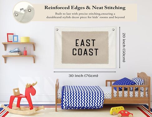 Coastal Beach Wall Decor, Beach House Decor Canvas Banner, Vintage Neutral Surf Swim Hanging Banner Flag Wall Art Decor for Home Bedroom Living Room Surf Room, 20x30 in in Kuwait