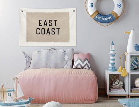 Coastal Beach Wall Decor, Beach House Decor Canvas Banner, Vintage Neutral Surf Swim Hanging Banner Flag Wall Art Decor for Home Bedroom Living Room Surf Room, 20x30 in in Kuwait