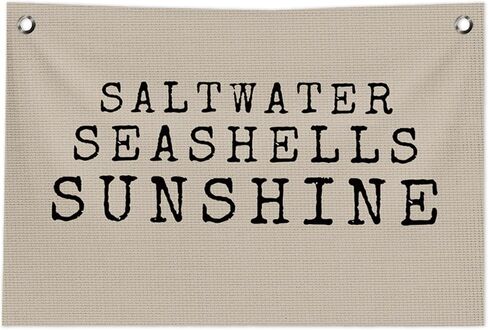 Coastal Beach Wall Decor, Beach House Decor Canvas Banner, Vintage Neutral Surf Swim Hanging Banner Flag Wall Art Decor for Home Bedroom Living Room Surf Room, 20x30 in in Kuwait