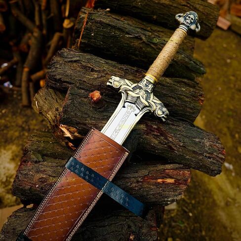 Conan The Barbarian Sword,42 '' Handmade Atlantean Swords 1095 Carbon Steel Brass Fittings, Full Tang, Leather Sheath Viking Real King Sword 7.5 lbs Gifts for Men (Conan Atlantean Swords) in Saudi Arabia