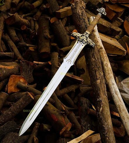 Conan The Barbarian Sword,42 '' Handmade Atlantean Swords 1095 Carbon Steel Brass Fittings, Full Tang, Leather Sheath Viking Real King Sword 7.5 lbs Gifts for Men (Conan Atlantean Swords) in Saudi Arabia