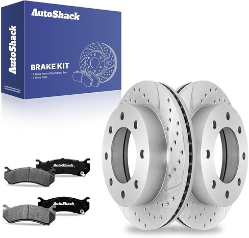 AutoShack Rear Brake Kit Replacement for 2001-2010 Chevrolet Silverado 2500 HD Drilled & Slotted Zinc Coated Disc Brake Rotors Ceramic Brakes Pads 12.99" 330 mm BRKPKG003909 in Saudi Arabia