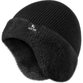 قبعة صوفية متماسكة للشتاء قبعة حرارية مبطنة بالصوف مع غطاء للأذنين مبطن بالصوف للرجال والنساء في الهواء الطلق الطقس البارد in Kuwait