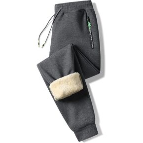 Men's Sherpa Lined Athletic Sweatpants Winter Warm Track Pants with Zipper Pockets in Saudi Arabia