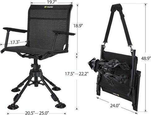TIDEWE Heated Hunting Chair with Battery-ThermoCore Series, 360 Silent Swivel, 3 Heat Levels & Dual Heating Zones, 4 Adjustable Legs with Armrests, Stable Hunting Ground Chair in Saudi Arabia