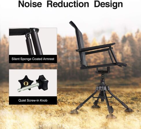 TIDEWE Heated Hunting Chair with Battery-ThermoCore Series, 360 Silent Swivel, 3 Heat Levels & Dual Heating Zones, 4 Adjustable Legs with Armrests, Stable Hunting Ground Chair in Saudi Arabia
