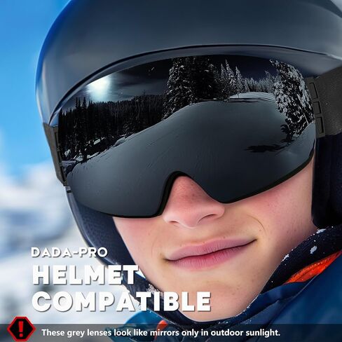 DADA-PRO Ski Goggles Men Women Snowboard Goggles Over Glasses OTG Anti Fog Snow Goggles Frameless 100 UV Protection in Saudi Arabia
