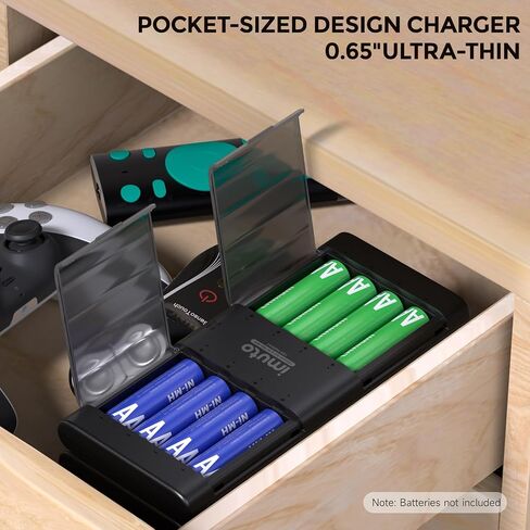 imuto Rechargeable aa Batteries with Charger, 2000mWh aa Lithium Batteries 4 Pack, 4 Slot Slim Lithium aa Battery Charger, 1.5V 2A Output, 1600+ Cycle Life LiFePO4 Batteries, 1.8H Fast Charging in Saudi Arabia
