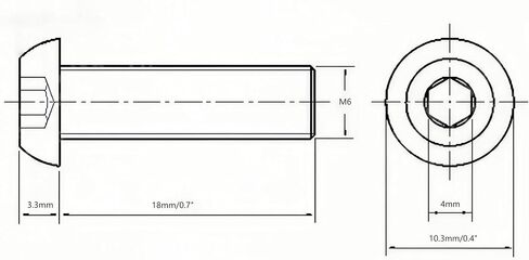 M6X18 زر مسامير قبعة قبعة الرأس ، 304 من الفولاذ المقاوم للصدأ 18-8 ، ألين سداسي محرك ، إنهاء مشرق ، مؤشر ترابط الآلة بالكامل ، 50 ٪ in Kuwait