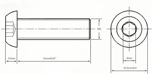 M6X18 زر مسامير قبعة قبعة الرأس ، 304 من الفولاذ المقاوم للصدأ 18-8 ، ألين سداسي محرك ، إنهاء مشرق ، مؤشر ترابط الآلة بالكامل ، 50 ٪ in Kuwait