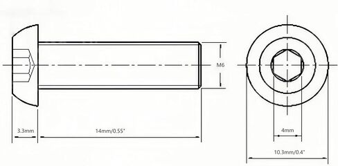 M6X18 زر مسامير قبعة قبعة الرأس ، 304 من الفولاذ المقاوم للصدأ 18-8 ، ألين سداسي محرك ، إنهاء مشرق ، مؤشر ترابط الآلة بالكامل ، 50 ٪ in Kuwait