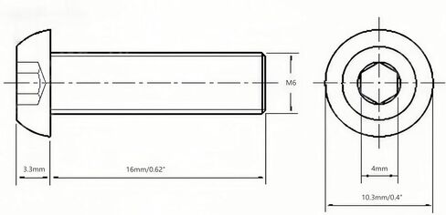 M6X18 زر مسامير قبعة قبعة الرأس ، 304 من الفولاذ المقاوم للصدأ 18-8 ، ألين سداسي محرك ، إنهاء مشرق ، مؤشر ترابط الآلة بالكامل ، 50 ٪ in Kuwait