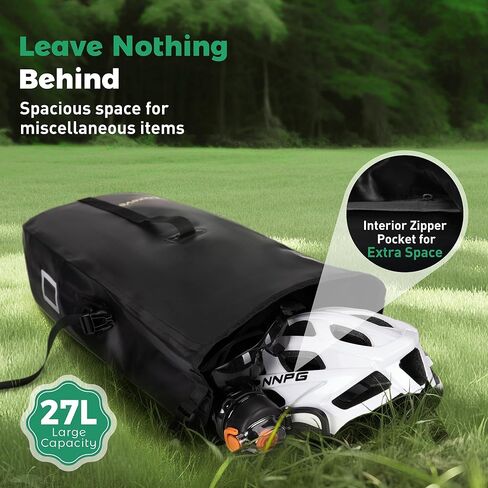 Luxevelo Lightweight Bike Pannier Bag – 27L Expandable Weather-Resistant Storage, 550D Durable PVC with Reflective Safety Strips, Multi-Functional Rack/Shoulder Bag for Commuting/Travel/Cycling in Saudi Arabia