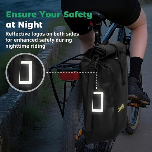 Luxevelo Lightweight Bike Pannier Bag – 27L Expandable Weather-Resistant Storage, 550D Durable PVC with Reflective Safety Strips, Multi-Functional Rack/Shoulder Bag for Commuting/Travel/Cycling in Saudi Arabia