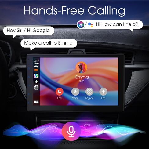 شاشة 7 بوصة مزدوجة دينار ، مع Carplay اللاسلكي وستيريو سيارة Android Auto ، وراديو HD Touch مع رابط المرآة ، والبلوتوث ، و Aux ، و FM Transmitter لجميع المركبات (لا توجد كاميرا عكسية) in Kuwait