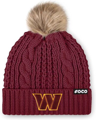 FOCO Washington Commanders NFL Womens Faux Fur Pom Beanie Team Color in Saudi Arabia