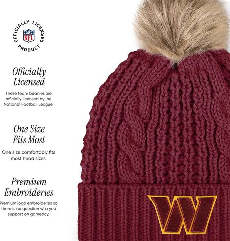FOCO Washington Commanders NFL Womens Faux Fur Pom Beanie Team Color in Saudi Arabia