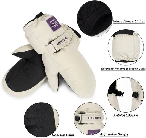 Kid's Winter Snow Ski-Gloves - Waterproof Winter Gloves Long Cuff Mittens for Boys Girls 6-12T in Saudi Arabia