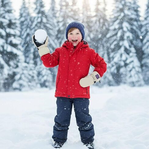 Kid's Winter Snow Ski-Gloves - Waterproof Winter Gloves Long Cuff Mittens for Boys Girls 6-12T in Saudi Arabia