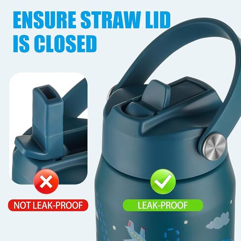 OLDLEY kids Water Bottle - 18oz Insulated Stainless Steel - Wide Straw Lid, Non Spill, Leakproof, Kids Water Bottle for School,Airplane in Kuwait