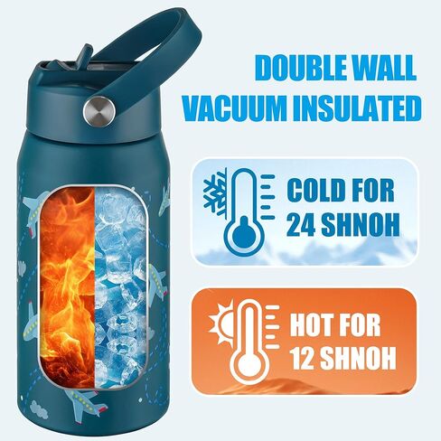 OLDLEY kids Water Bottle - 18oz Insulated Stainless Steel - Wide Straw Lid, Non Spill, Leakproof, Kids Water Bottle for School,Airplane in Kuwait