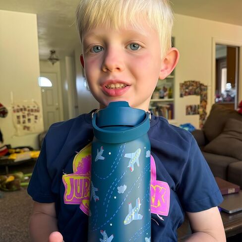 OLDLEY kids Water Bottle - 18oz Insulated Stainless Steel - Wide Straw Lid, Non Spill, Leakproof, Kids Water Bottle for School,Airplane in Kuwait