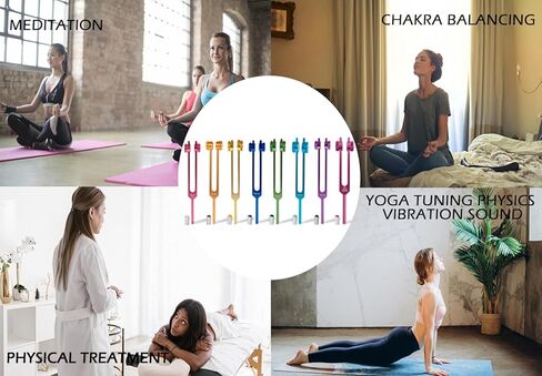 شوكة ضبط FMTY للشفاء، مجموعة 8 شوكات ضبط الشاكرا للتأمل، واليوجا، وتوازن الطاقة، وشفاء الصوت، وأجهزة علاج التردد (8 مجموعات + جوهرة) - لا توجد حقيبة حمل in Kuwait