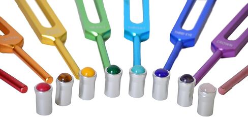 شوكة ضبط FMTY للشفاء، مجموعة 8 شوكات ضبط الشاكرا للتأمل، واليوجا، وتوازن الطاقة، وشفاء الصوت، وأجهزة علاج التردد (8 مجموعات + جوهرة) - لا توجد حقيبة حمل in Kuwait