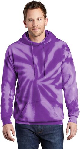 Port & Company Mens Essential Tie-Dye Pullover Hooded Sweatshirt, L, Purple in Kuwait