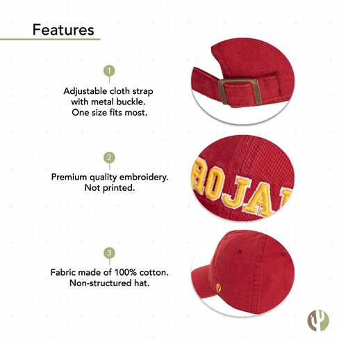 Desert Cactus USC Baseball Hat University of Southern California Trojans Brimmed Embroidered Hats Cap Adjustable Cloth Strap Adult (Style D1) Red in Saudi Arabia