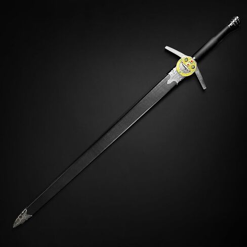 نسخة طبق الأصل من سيف الخيال في العصور الوسطى The Witcher Sword Blade مع مقبض من الجلد الصناعي - سيوف فولاذية مع غمد خشبي - سيف الفارس للتجميع، LARP، Cosplay والهدايا in Saudi Arabia