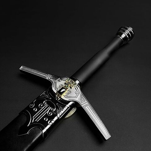 نسخة طبق الأصل من سيف الخيال في العصور الوسطى The Witcher Sword Blade مع مقبض من الجلد الصناعي - سيوف فولاذية مع غمد خشبي - سيف الفارس للتجميع، LARP، Cosplay والهدايا in Saudi Arabia