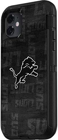 ملصق Skinit متوافق مع حافظة OtterBox Defender iPhone 11 - تصميم أسود وأبيض مرخص رسميًا من NFL Detroit Lions in Saudi Arabia