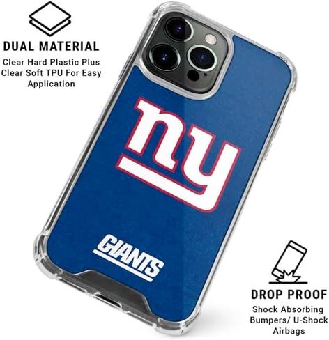 Skinit Clear Phone Case Compatible with iPhone 15 Pro Max - Officially Licensed NFL New York Giants Distressed Design in Saudi Arabia