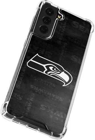 حافظة هاتف Skinit الشفافة متوافقة مع هاتف Galaxy S22 Plus - تصميم أسود وأبيض مرخص رسميًا من NFL Seattle Seahawks in Saudi Arabia