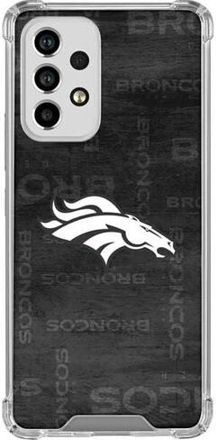 حافظة هاتف Skinit الشفافة متوافقة مع هاتف Galaxy A53 5G - تصميم أسود وأبيض مرخص رسميًا من NFL Denver Broncos in Saudi Arabia