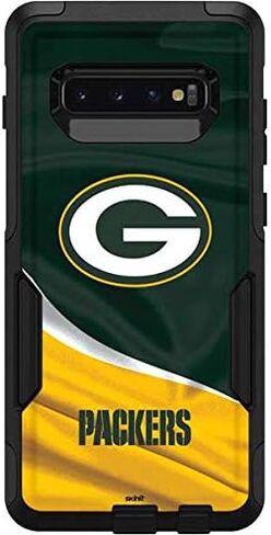 ملصق Skinit متوافق مع OtterBox Commuter Galaxy S10 Plus - تصميم Green Bay Packers المرخص رسميًا من الدوري الوطني لكرة القدم الأمريكية in Saudi Arabia