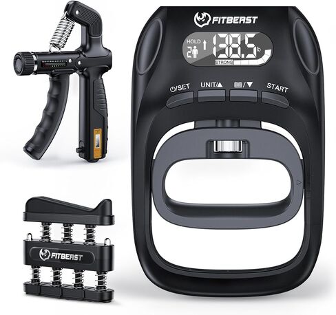 FitBeast Grip Strength Tester Set with Hand Strengthening Tools – Track Progress, Build Strength & Support Hand Recovery (3-in-1 Kit) in Saudi Arabia