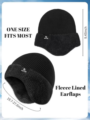 قبعة صوفية متماسكة للشتاء قبعة حرارية مبطنة بالصوف مع غطاء للأذنين مبطن بالصوف للرجال والنساء في الهواء الطلق الطقس البارد in Kuwait