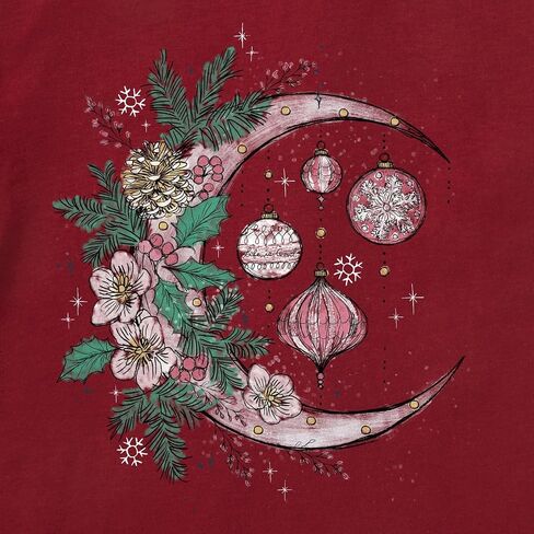 Life is Good. Women's Christmas Ornament Moon Short Sleeve Crusher Tee, Adirondack Red in Saudi Arabia