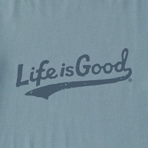 Life is Good. Women's Tonal LIG Ballyard Script Good Vibes Fleece Crew, Smoky Blue in Saudi Arabia