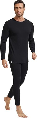 Men Heavyweight Cottony Polyester Thermal Underwear Base Layer Long Johns Blended Fleece Lined Set for Cold Weather in Kuwait